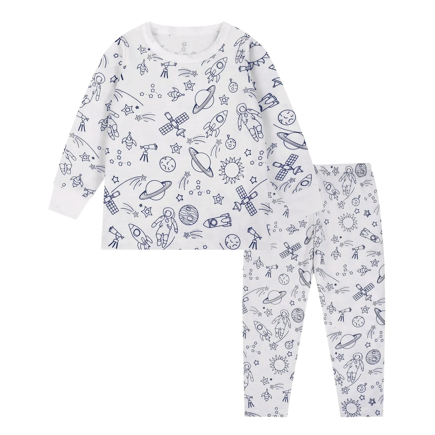 DIY Sketch Colorful Freehand Graffiti Pajamas Sets Baby Boys Girls Long sleeves Sleepwear Outfits Kids Funny Handicraft Homewear