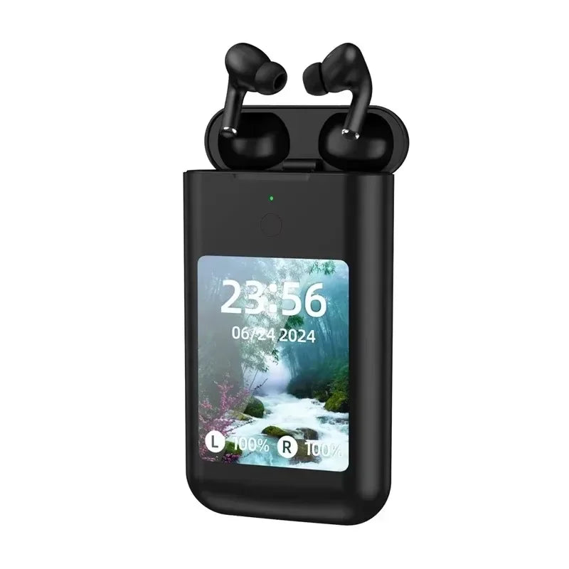 Bluetooth Wireless Headphones 8000mAh Charging Case In Ear Headset Power Bank With Mic 3 in 1 2.8-Inch Screen Touch Earphones