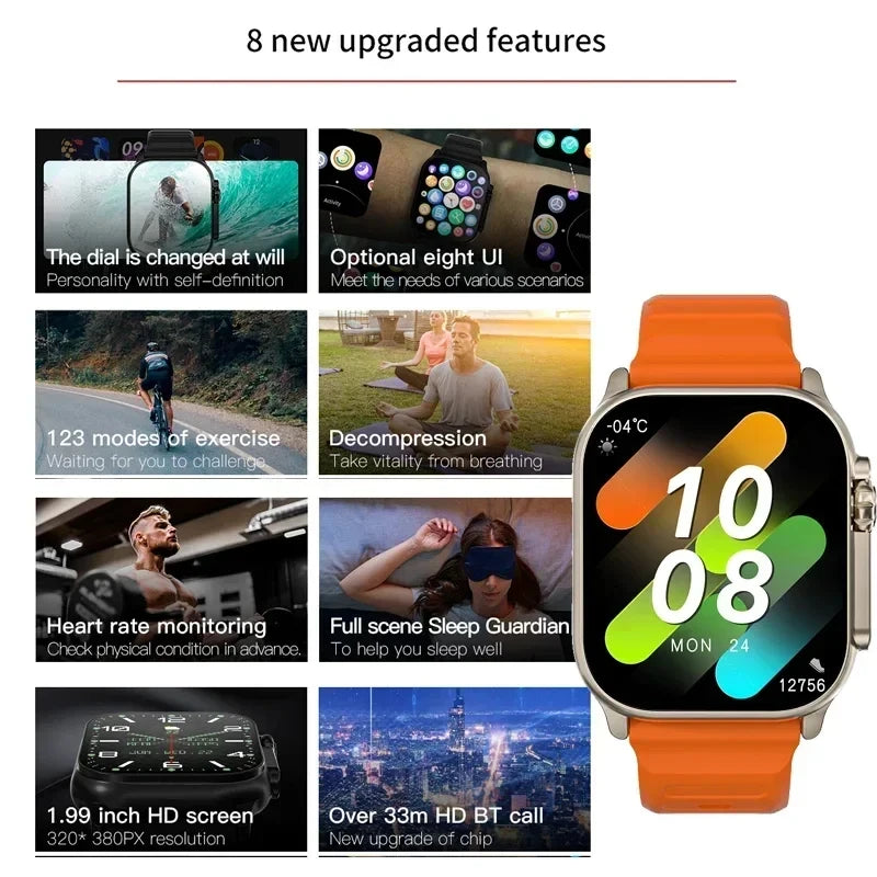 LAXASFIT 2025 Newest Smartwatch Bluetooth Voice Call Heart Rate Monitor Sports Bracelet for Android IOS Smartwatch Gift