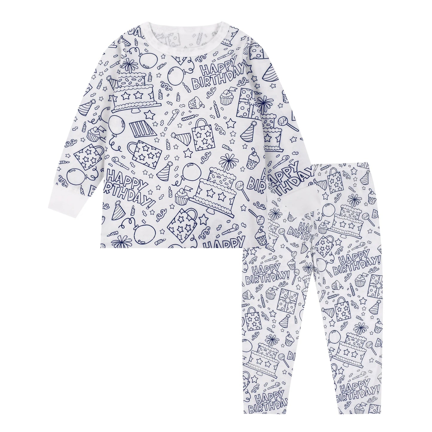Kids DIY Sketch Colorful Pajama Set Baby Boys Girls Sketch Colorful Freehand Graffiti Sleepwear Child Funny Handicraft Homewear