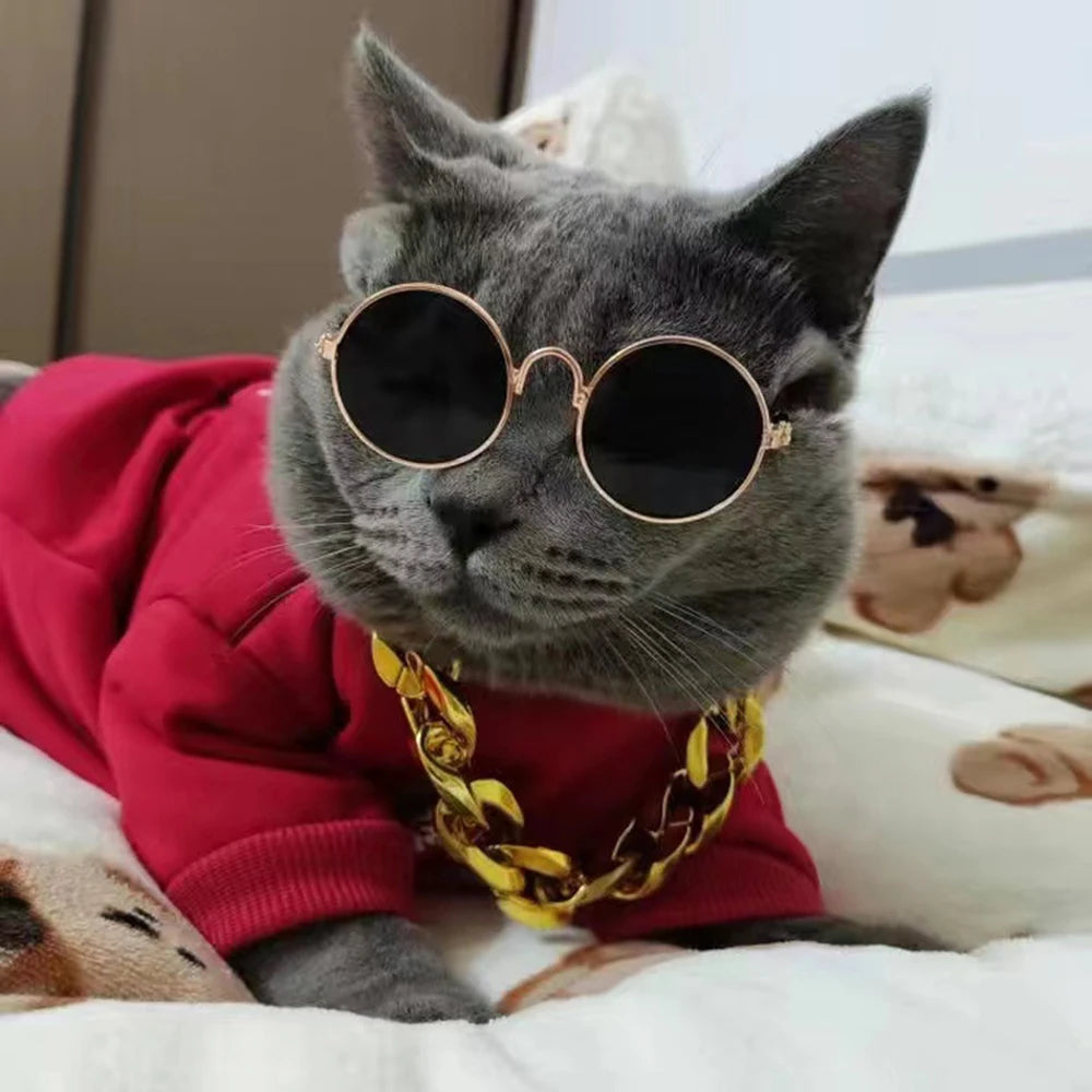 Lovely Vintage Round Cat Sunglasses Reflection Eye wear glasses For Small Dog Cat Pet Photos Pet Products Props Accessories