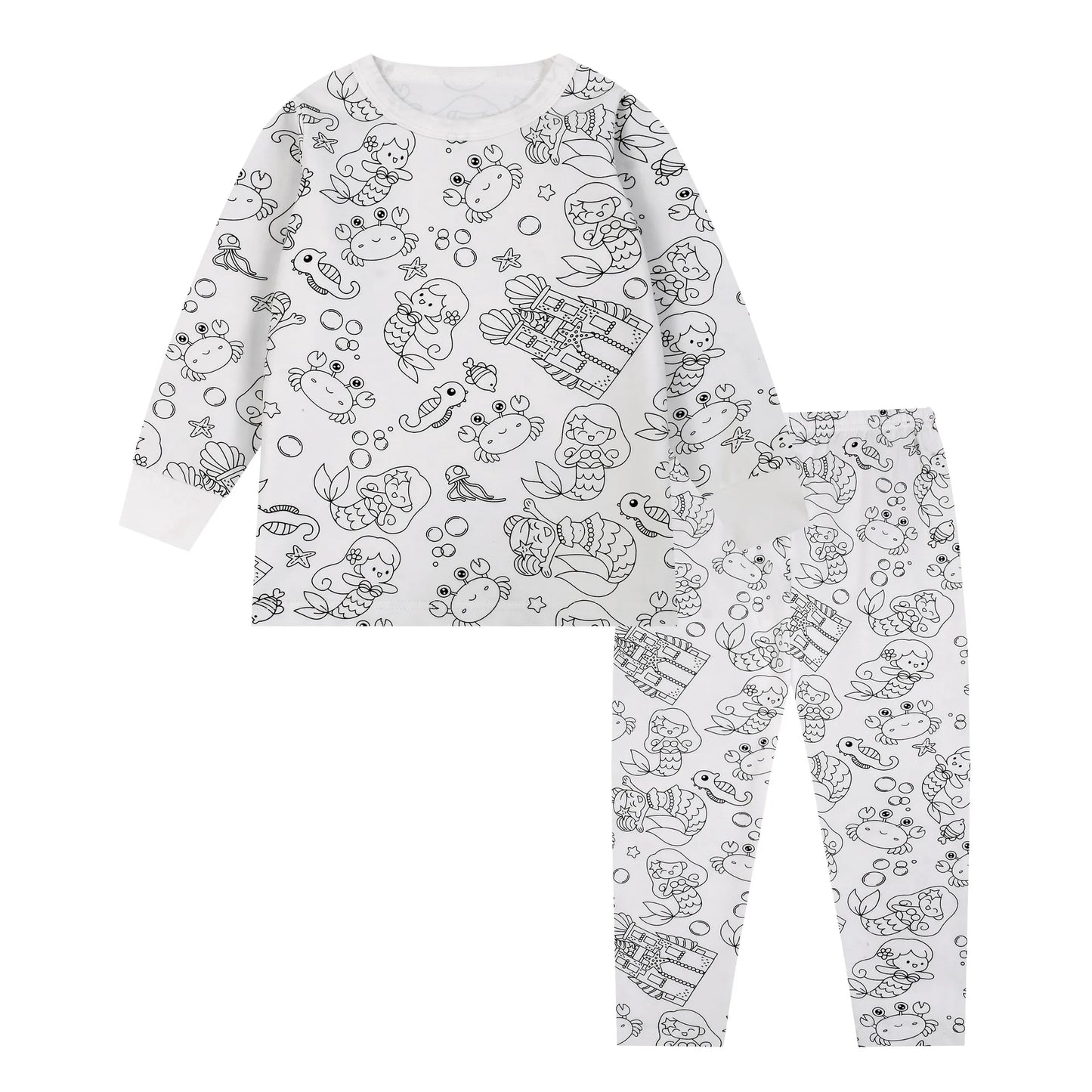 Kids DIY Sketch Colorful Pajama Set Baby Boys Girls Sketch Colorful Freehand Graffiti Sleepwear Child Funny Handicraft Homewear