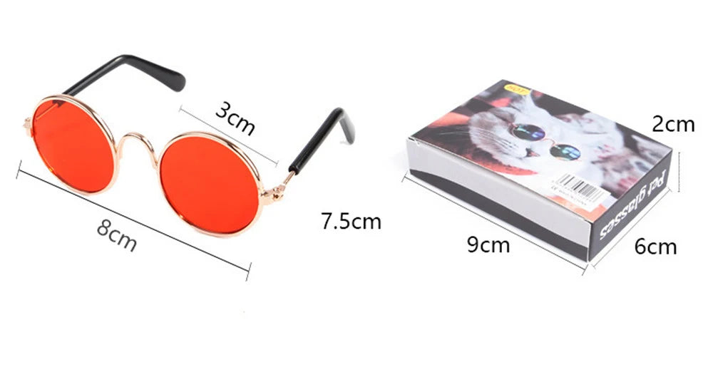 Lovely Vintage Round Cat Sunglasses Reflection Eye wear glasses For Small Dog Cat Pet Photos Pet Products Props Accessories
