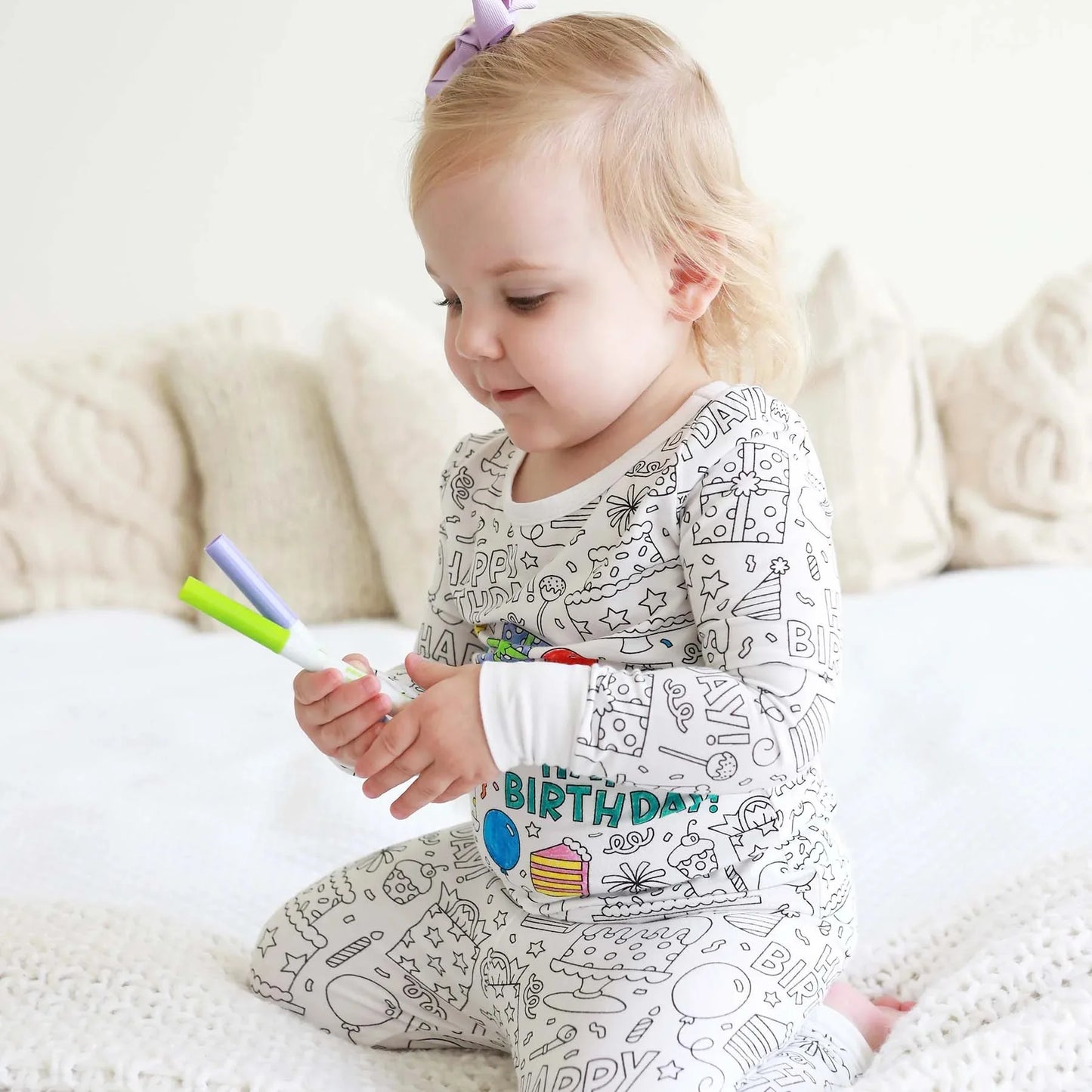 Kids DIY Sketch Colorful Pajama Set Baby Boys Girls Sketch Colorful Freehand Graffiti Sleepwear Child Funny Handicraft Homewear