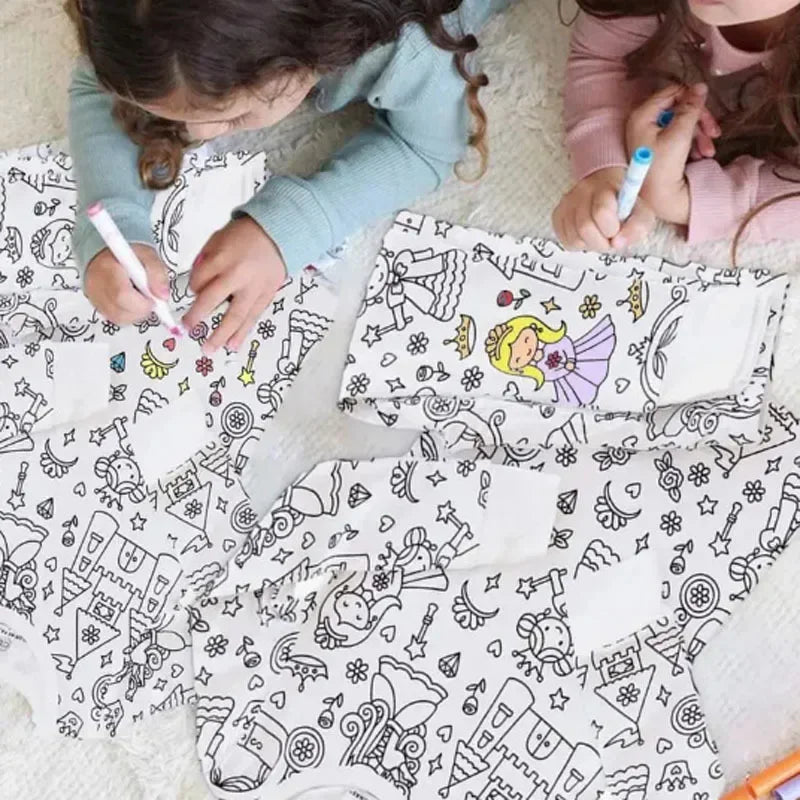 DIY Sketch Colorful Freehand Graffiti Pajamas Sets Baby Boys Girls Long sleeves Sleepwear Outfits Kids Funny Handicraft Homewear