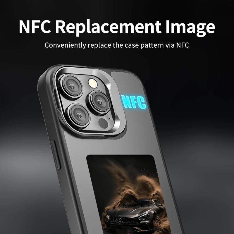 New E ink 4.0 inch Screen Digital Case for iPhone 16 16e 15 14 13pro max NFC Photo Custom Funda Mobile Back Cover With Bracket