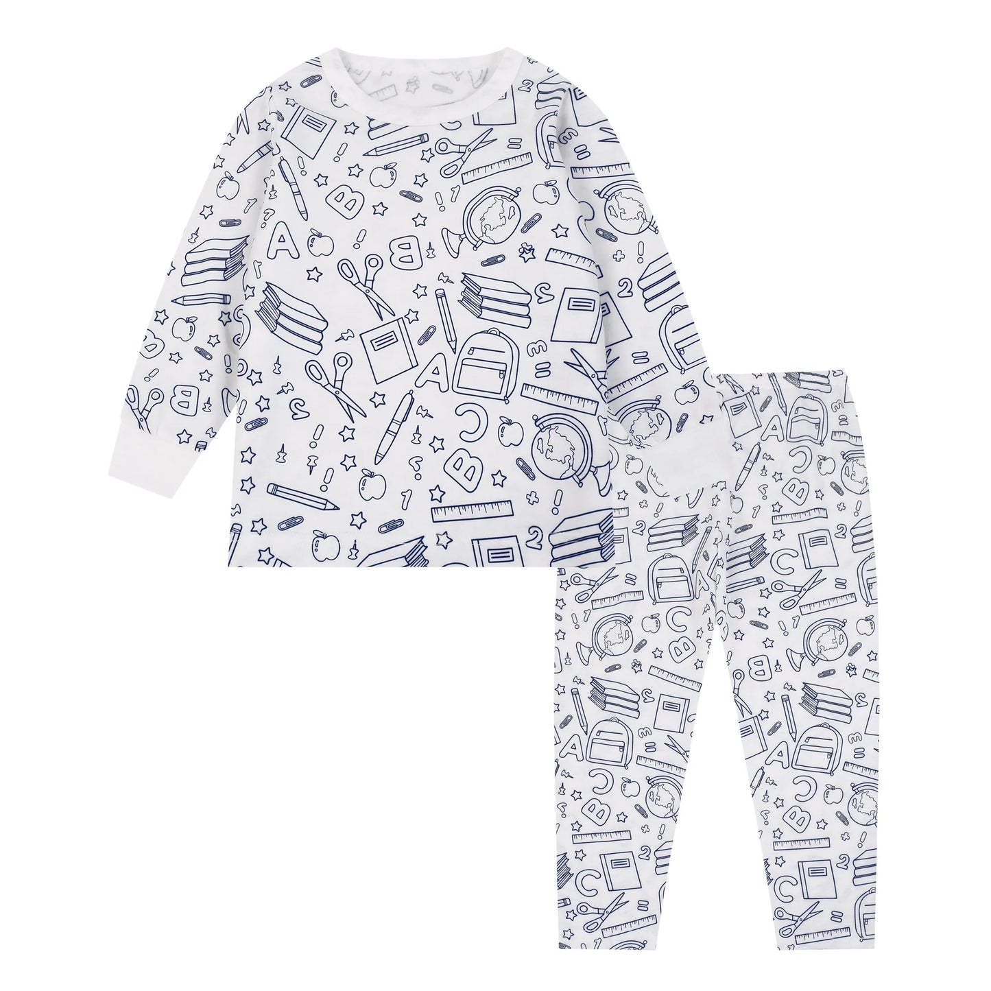Kids DIY Sketch Colorful Pajama Set Baby Boys Girls Sketch Colorful Freehand Graffiti Sleepwear Child Funny Handicraft Homewear