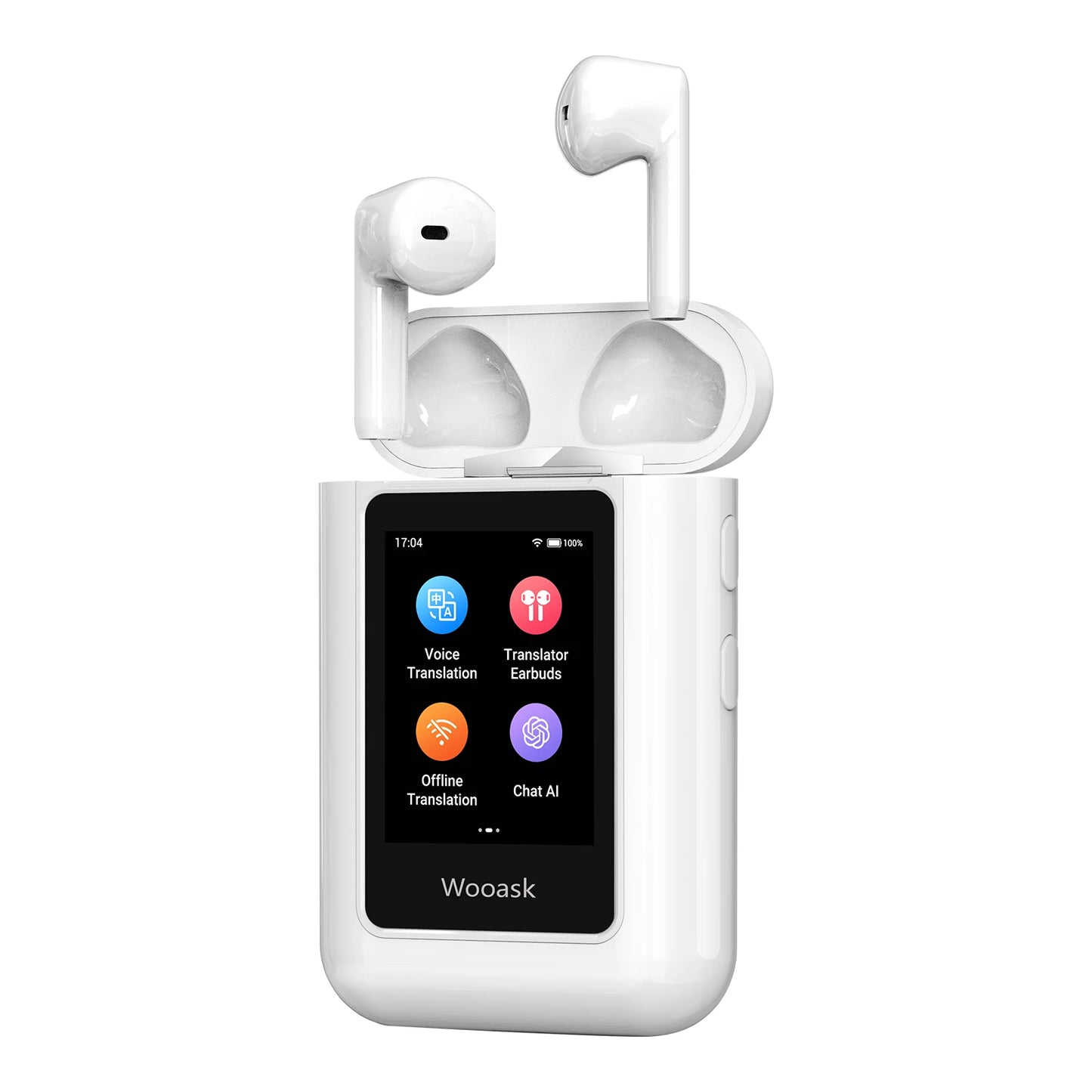 Wooask [A8] Translator Earbuds,Chatgpt Empowered 144 Languages Translator Device,Independent Use with Touch Screen NO Need APP