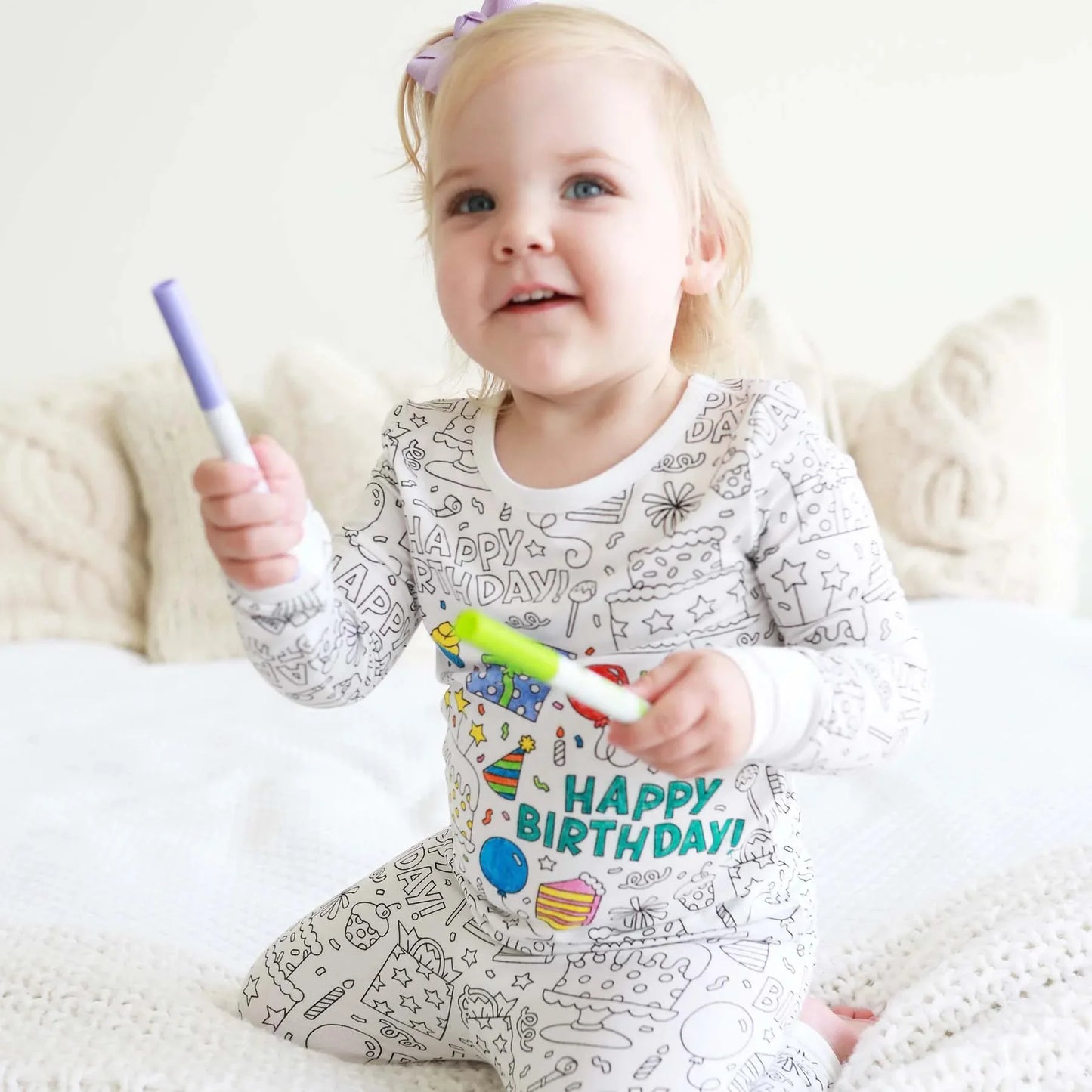 Kids DIY Sketch Colorful Pajama Set Baby Boys Girls Sketch Colorful Freehand Graffiti Sleepwear Child Funny Handicraft Homewear