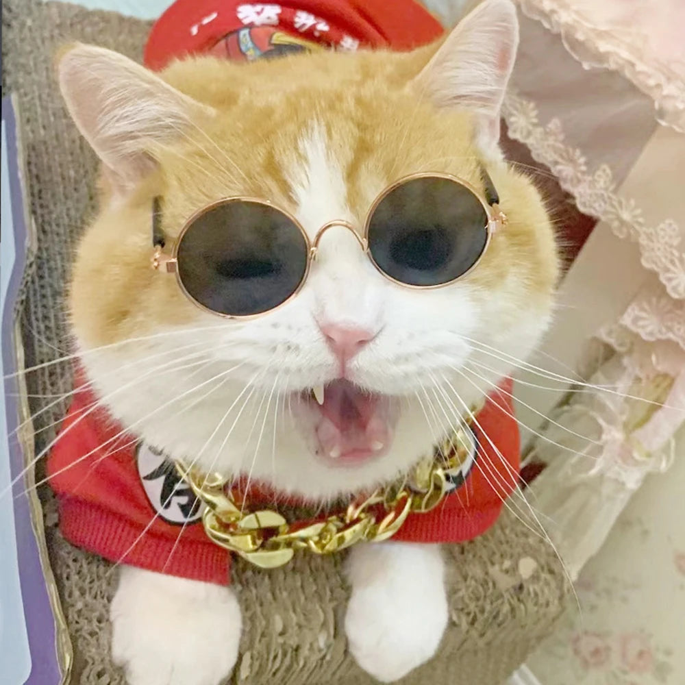 Lovely Vintage Round Cat Sunglasses Reflection Eye wear glasses For Small Dog Cat Pet Photos Pet Products Props Accessories