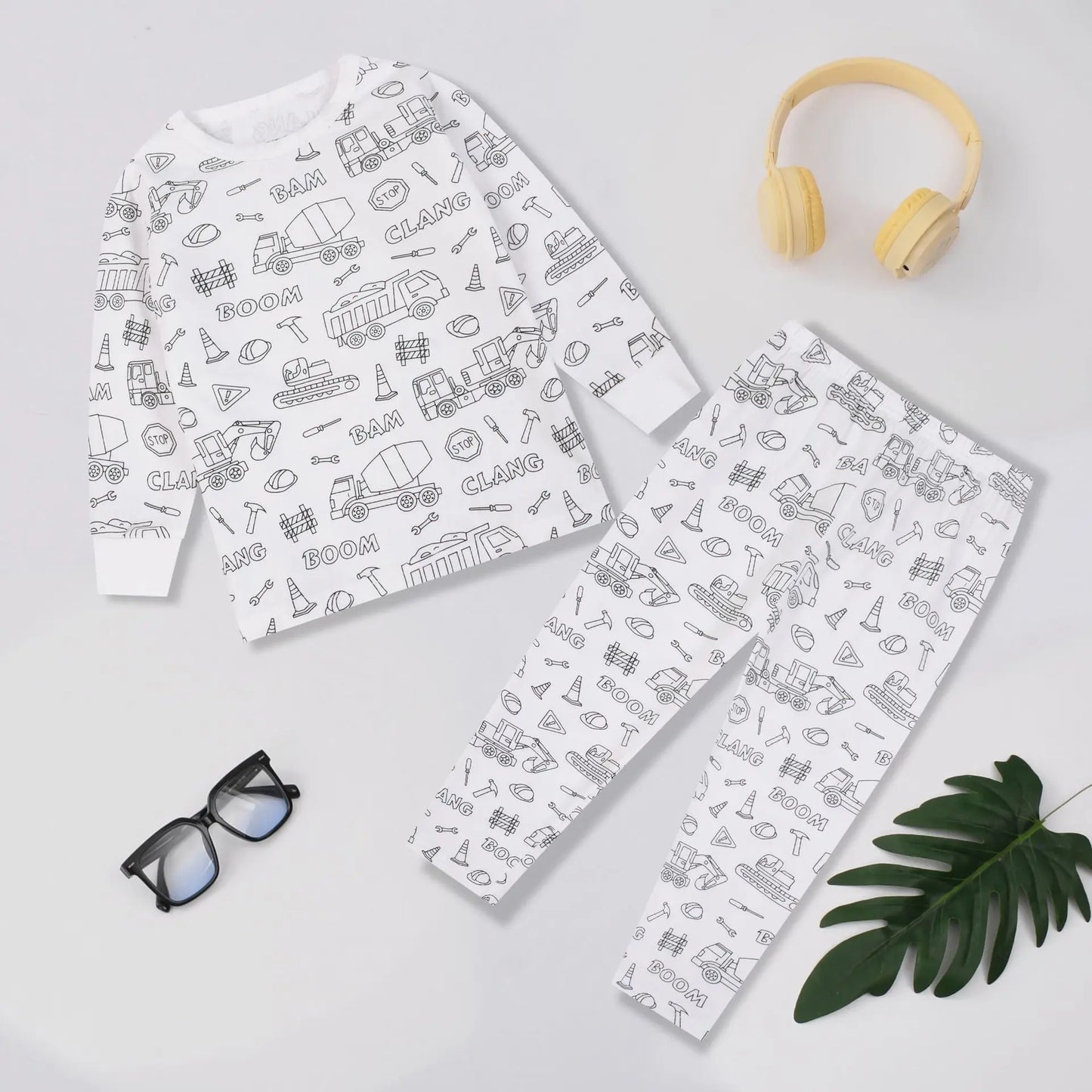 Kids DIY Sketch Colorful Pajama Set Baby Boys Girls Sketch Colorful Freehand Graffiti Sleepwear Child Funny Handicraft Homewear